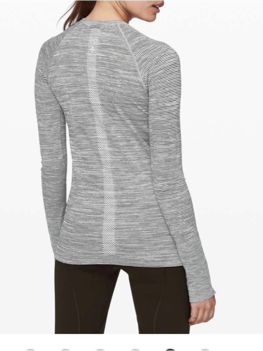 LULULEMON SWIFTLY SPEED GRAY STRIPE LONG SLEEVE ATHLETIC SHIRT WOMENS SZ 4 - Picture 2 of 5